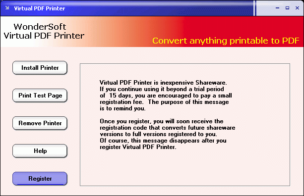 Screenshot for Virtual PDF Printer 2.01